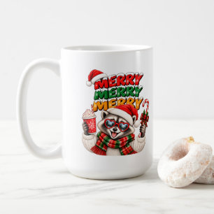 Caneca De Café Feliz Feliz Feliz Natal Guaxinim Cacau Quente