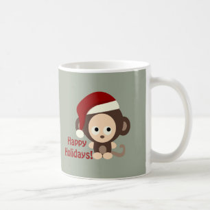 Caneca De Café Feliz Férias! Macaco-Bebê