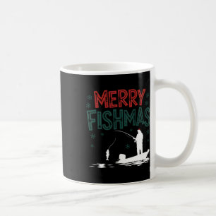 Caneca De Café Feliz Fishmas Divertido Natal Pescador Feriado Pei