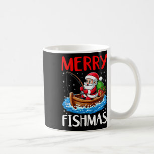 Caneca De Café Feliz Fishmas Engraçado Natal Papai Noel Pesca