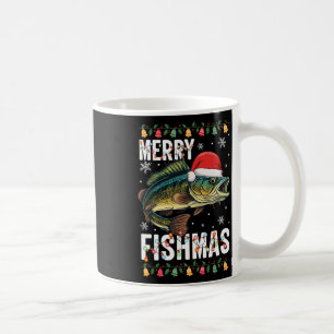 Caneca De Café Feliz Fishmas Engraçado Pesca Natal Pajama Fishe