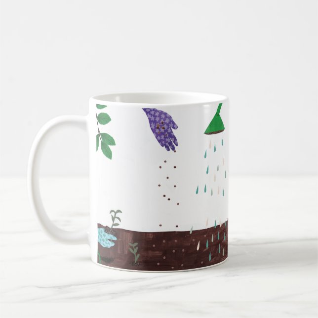 Caneca De Café Feliz Gardening Season | Ilustração do jardineiro (Esquerda)
