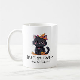 Caneca De Café Feliz Gato Negro Bonito de Halloween