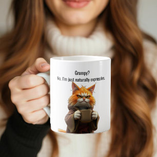 Caneca De Café Feliz gato rabugento com roupão e café