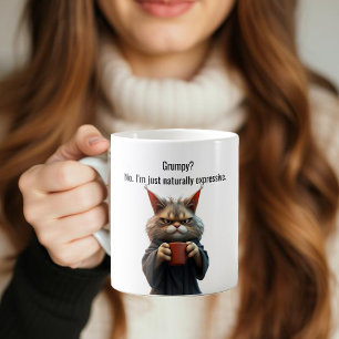Caneca De Café Feliz gato rabugento em roupão e café