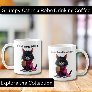 Caneca De Café Feliz gato rabugento em roupão e café preto
