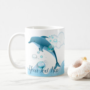 Caneca De Café Feliz golfinho salpicante com bolhas