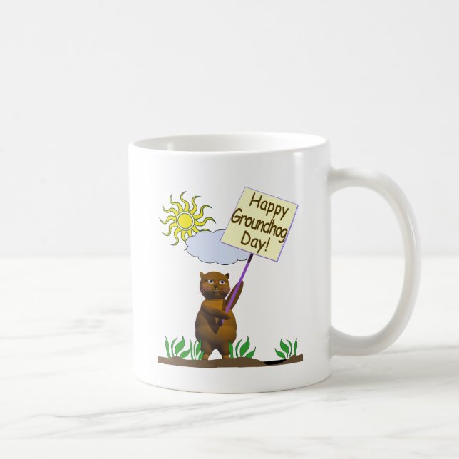 Caneca De Café Feliz Groundhog Day Groundhog (Direita)