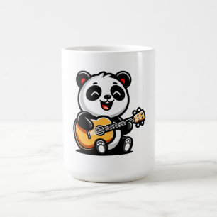 Caneca De Café Feliz Guitarista Panda - Design de Música Acústica