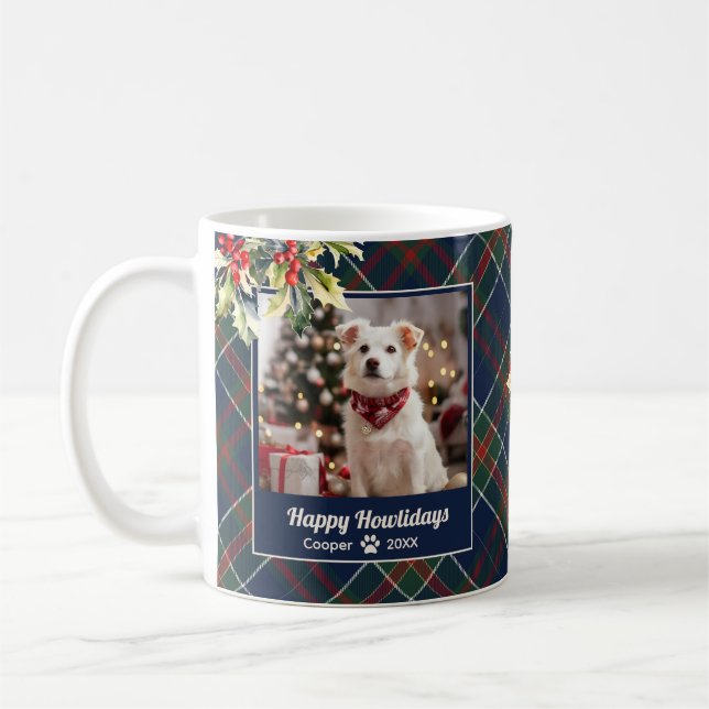 Caneca De Café Feliz Hábides Cachorro Vermelho Azul Xadrez Vermel (Esquerda)