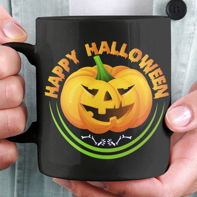 Caneca De Café Feliz Halloween Assustador Pumpkin (Criador carregado)