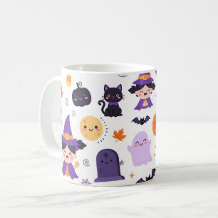 Caneca De Café Feliz Halloween Bruxas Fantasmas Gatos Morcegos Ab