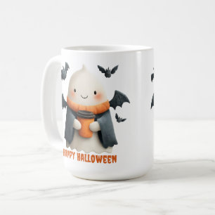 Caneca De Café Feliz Halloween - Cute Ghost Design