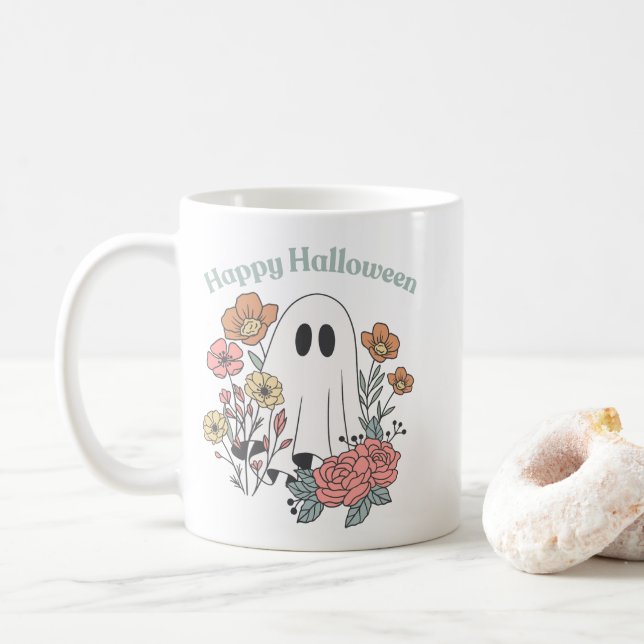 Caneca De Café Feliz Halloween Ghost Mug (Com Donut)
