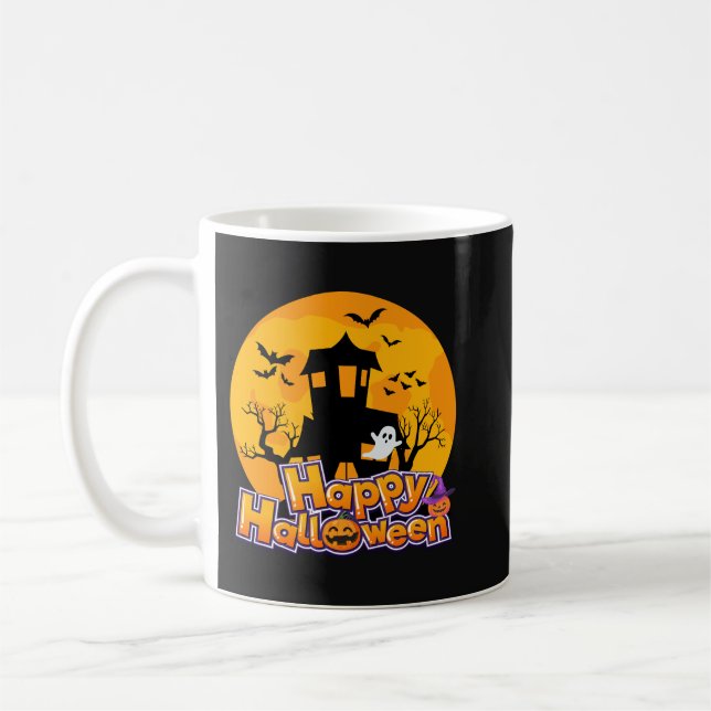 Caneca De Café Feliz Halloween Huneen House Moon (Esquerda)