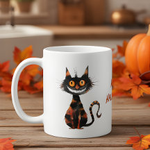 Feliz Halloween Preto Assustador Gato Café Cacau M