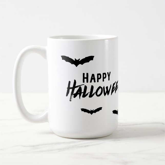 Caneca De Café Feliz Halloween Spooky Hunted Bats (Esquerda)