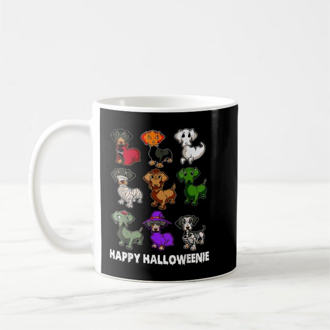 Caneca De Café Feliz Halloweenie Dachshund Dachshund Halloween G (Esquerda)