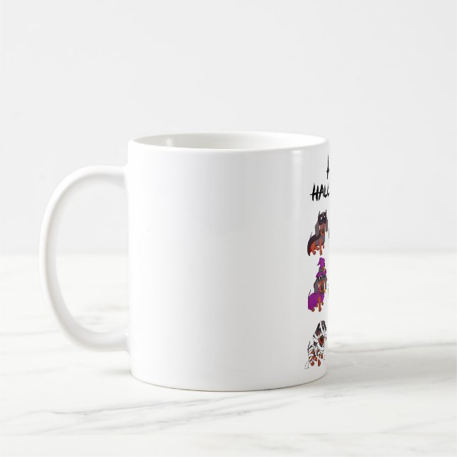 Caneca De Café Feliz Halloweenie Tee Halloween Dachshund Dog Idea (Esquerda)