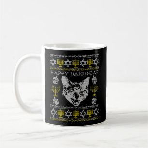 Caneca De Café Feliz Hanukcat Hannukah Gato Judeu Natal Feio
