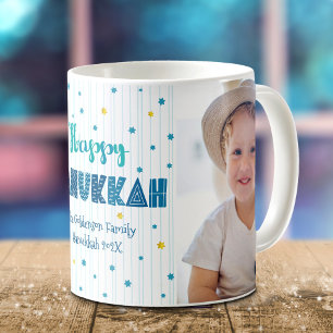 Caneca De Café Feliz Hanukkah 2 Foto Tipografia Divertida Turques