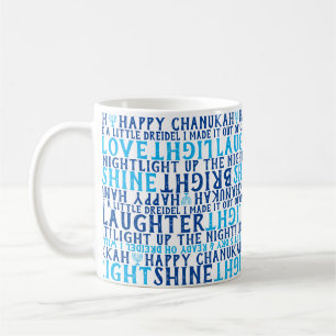 Caneca De Café FELIZ HANUKKAH Ama Tipografia Luminosa