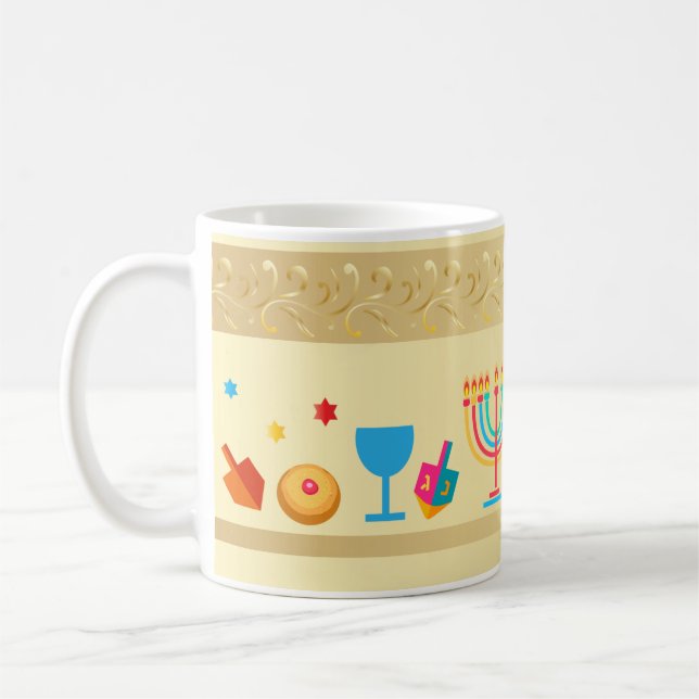 Caneca De Café Feliz Hanukkah Belo Feriado Judeu (Esquerda)