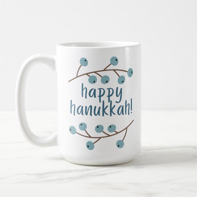 Caneca De Café Feliz Hanukkah com Berry Branches (Esquerda)