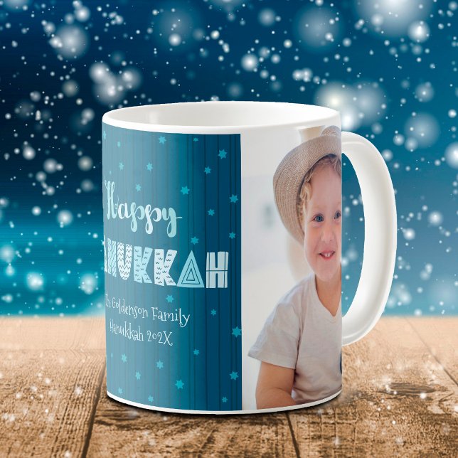 Caneca De Café Feliz Hanukkah Diversão Típica Estrela do Nome Dav (Criador carregado)