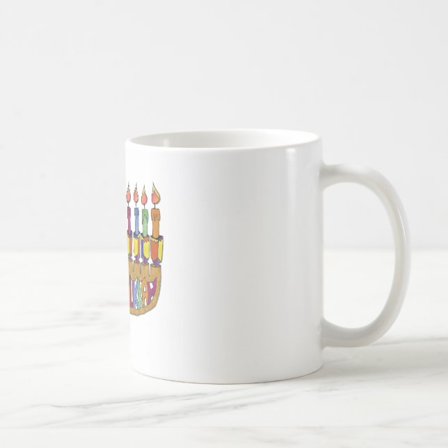 Caneca De Café Feliz Hanukkah Dreidels Menorá (Direita)