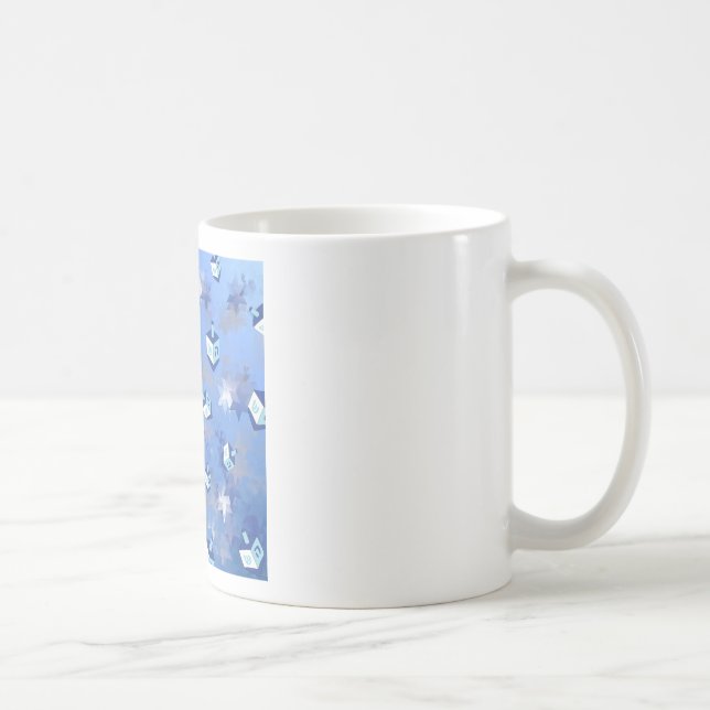 Caneca De Café Feliz Hanukkah Estrela Cadente e Piões (Direita)