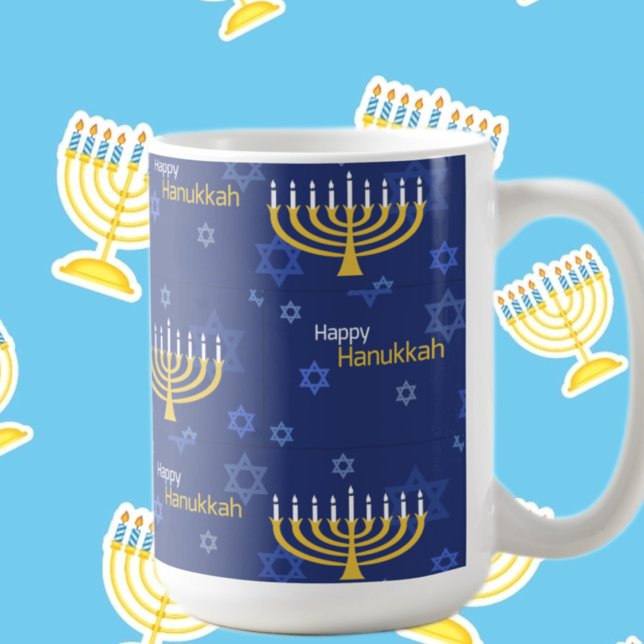Caneca De Café Feliz Hanukkah Menorah (Criador carregado)