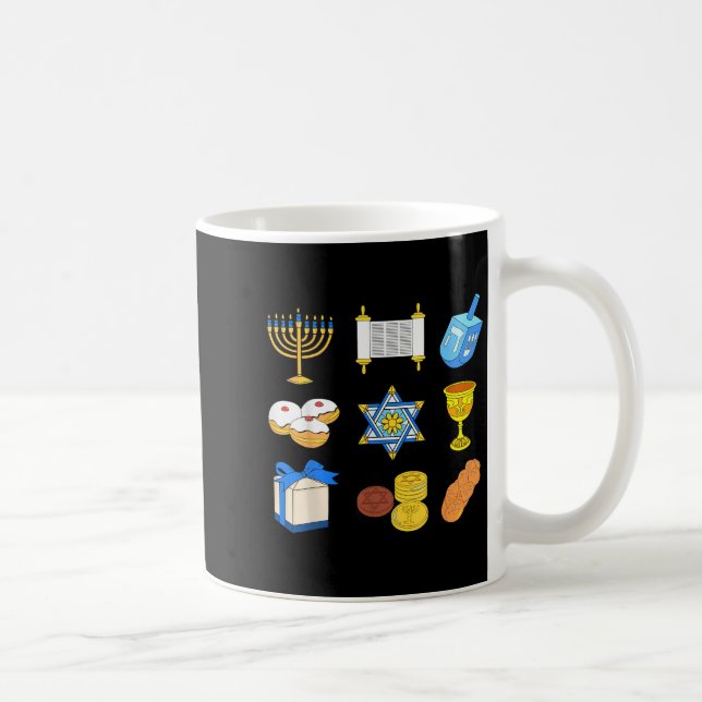 Caneca De Café Feliz Hanukkah Menorah Família Judaica do Natal (Direita)