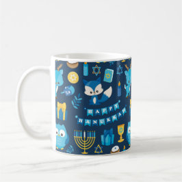 Caneca De Café Feliz Hanukkah Menorah Sufganiyot Cute Owl Gift
