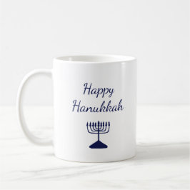 Caneca De Café Feliz Hanukkah Simple Blue Menorah