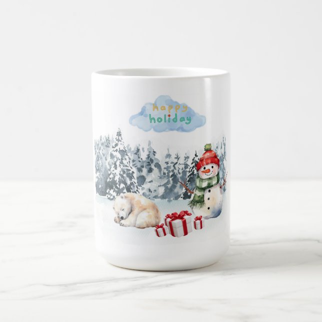 CANECA DE CAFÉ FELIZ HOLIDAYS BONITA SNOWMAN PARA CRIANÇAS (Centro)