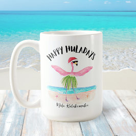 Caneca De Café Feliz Huladays Flamingo Papais noeis Praia Natal