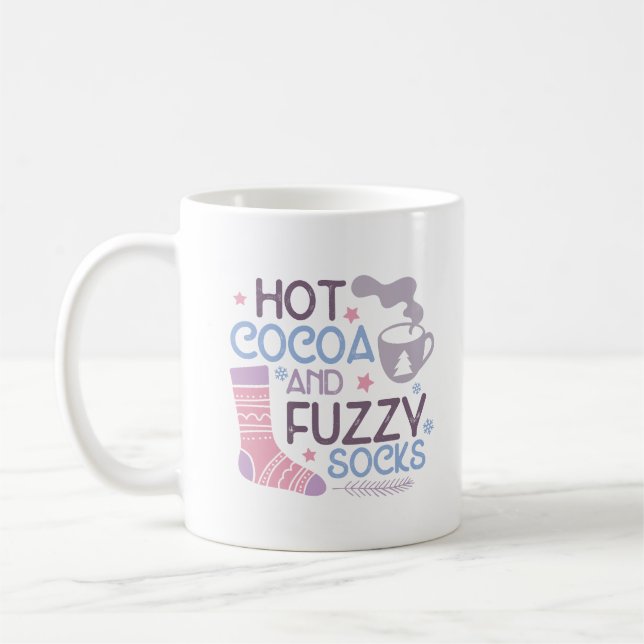 Caneca De Café Feliz Inverno Quente De Cacau E Meias Felpudos (Esquerda)