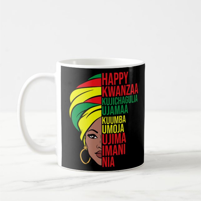 Caneca De Café Feliz Kwanzaa Celebração Afro-Americana Mês G (Esquerda)