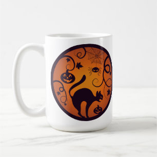 Caneca De Café Feliz lanterna do Halloween aranhas e morcegos neg