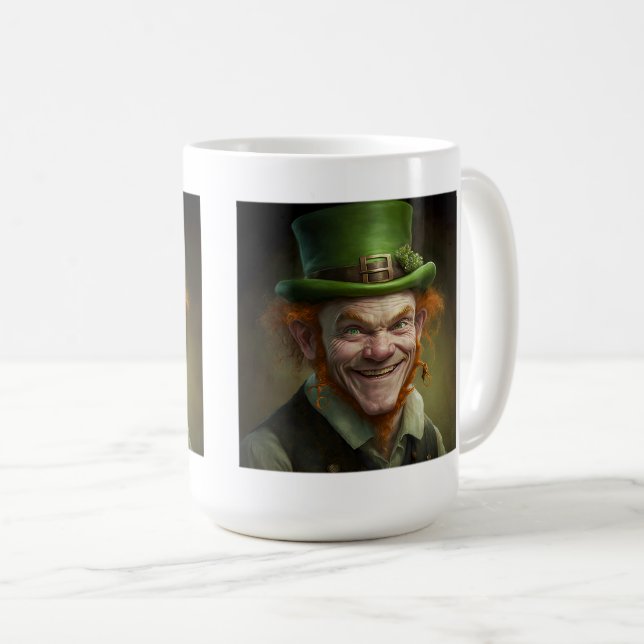 Caneca De Café Feliz Leprechaun Classic Mug, 15 oz (Frente Esquerda)