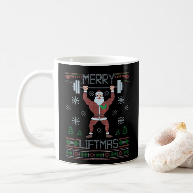 Caneca De Café Feliz Liftmas Ugly Christmas Gyout (Com Donut)