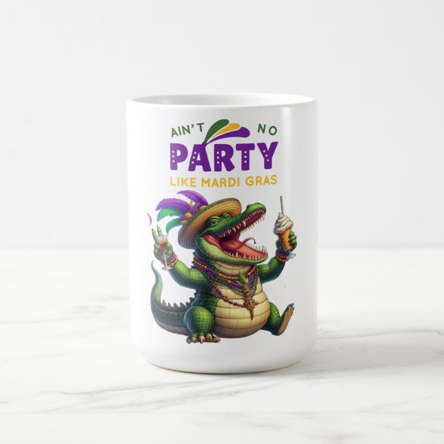 Caneca De Café Feliz Mardi Gras Alligator (Centro)
