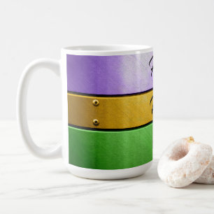 Caneca De Café Feliz Mardi Gras roxo de ouro b