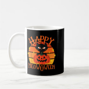 Caneca De Café Feliz Meowoween Halloween Gato Preto Abóbora de Ha