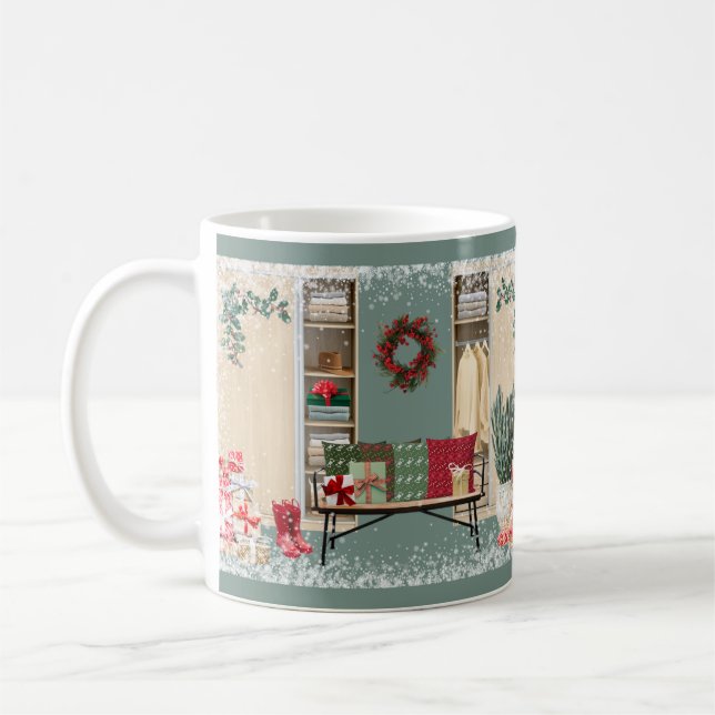 Caneca De Café Feliz Mudroom Cena Neve (Esquerda)