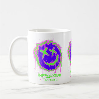 Caneca De Café Feliz Nação Toxix - Design de Declaração Negrito