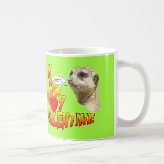 Caneca De Café Feliz Namorados Meerkat Cust. Mug dois corações (Direita)