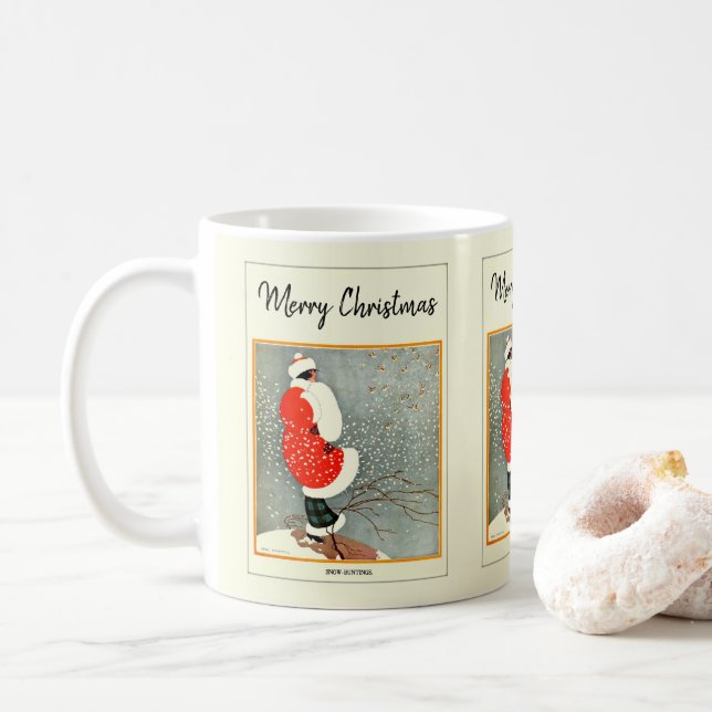 Caneca De Café Feliz Natal 1914 - Snow Bunting (Com Donut)