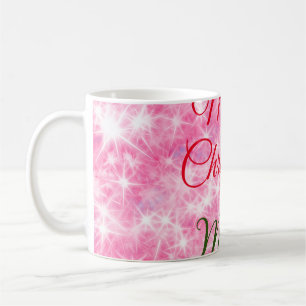 Caneca De Café Feliz Natal adiciona nome vermelho brilho